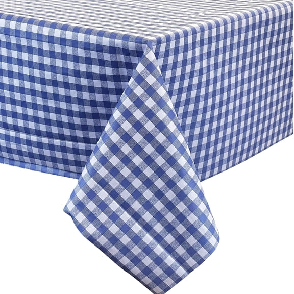 allgala Waterproof Check Design Printed PVC Vinyl Protective Tablecloth - 54x120 Inch - Blue - TC59306