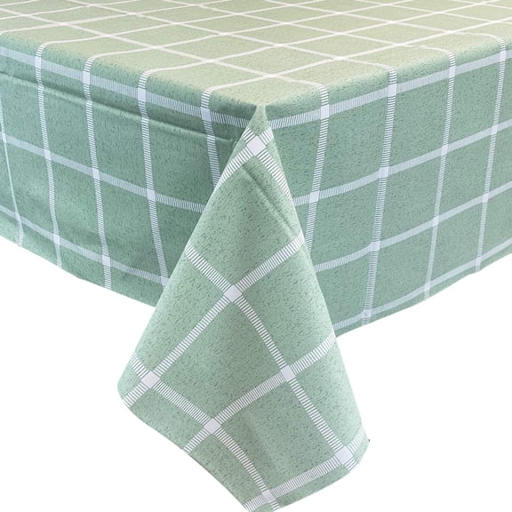 allgala Waterproof Check Design Printed PVC Vinyl Protective Tablecloth - 54x120 Inch - Mint - TC59312