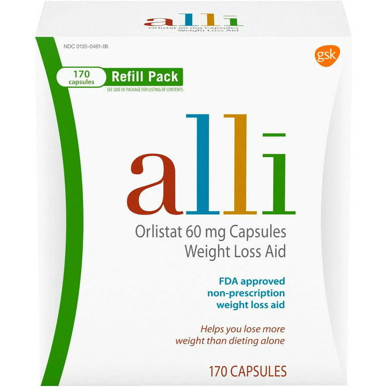Alli Diet Weight Loss Supplement Pills, Orlistat 60mg Capsules