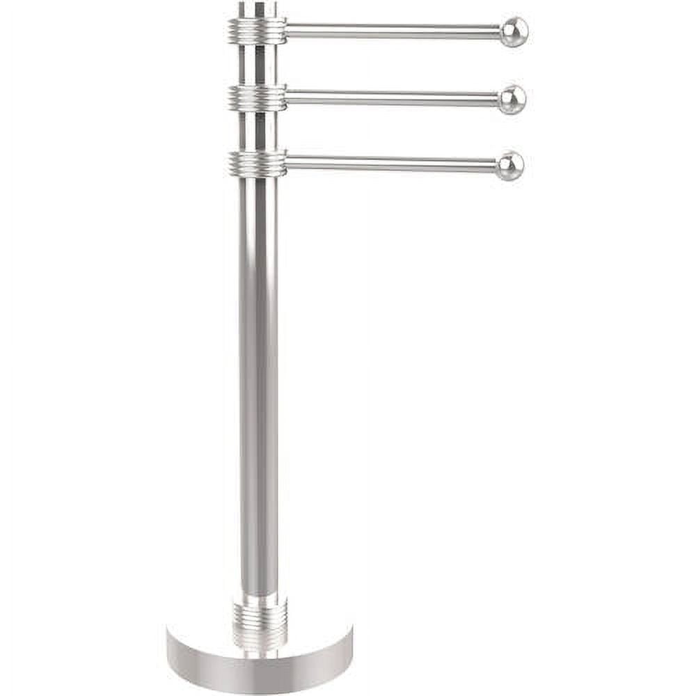 Allied Brass Vanity Top 3 Swing Arm Guest Towel Holder with Groovy Accents in Satin Chrome Allied Brass Vanity Top 3 Swing Arm Guest Towel Holder with Groovy Accents in Satin Chrome