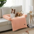 thumbnail image 1 of allisandro Calming Furniture Protector Dog Bed with Soft Neck Bolster, Waterproof Faux Fur Couch Cover with Removable Cover, 42 x 38 x 5 Inches, Light Orange, 1 of 5