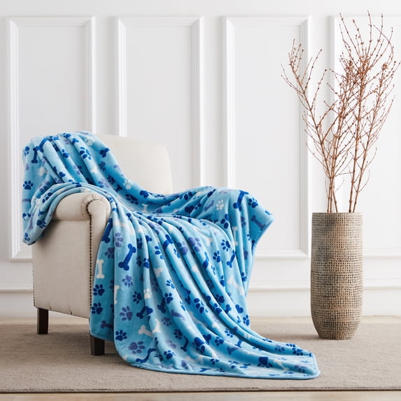 allisandro Luxurious Dog Blanket, 350 GSM Super Fuzzy Microplush Fleece Pet Blankets for Small Medium Large Dogs and Cats, Blue, 60 x 40 Inches