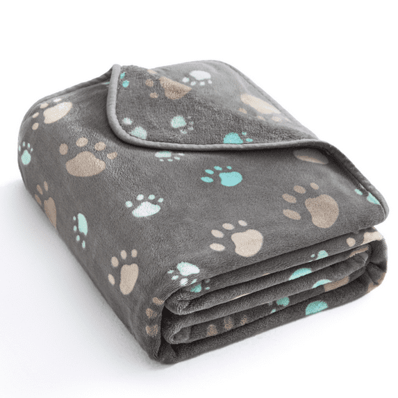 allisandro Luxurious Dog Blanket, 350 GSM Super Fuzzy Microplush Fleece Pet Blankets for Small Medium Large Dogs and Cats, Grey, 32 x 24 Inches
