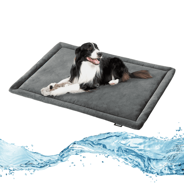 allisandro Waterproof Dog Crate Mat Dog Sleeping Kennel Pad, Non-Glue Filling and Non-Slip Silicone Bottom, Gray, 24 x 18 Inches