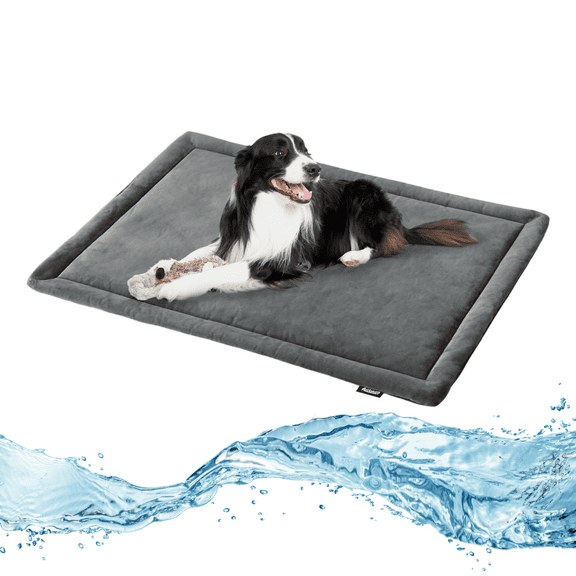 allisandro Waterproof Dog Crate Mat Dog Sleeping Kennel Pad, Non-Glue Filling and Non-Slip Silicone Bottom, Gray, 48 x 30 Inches