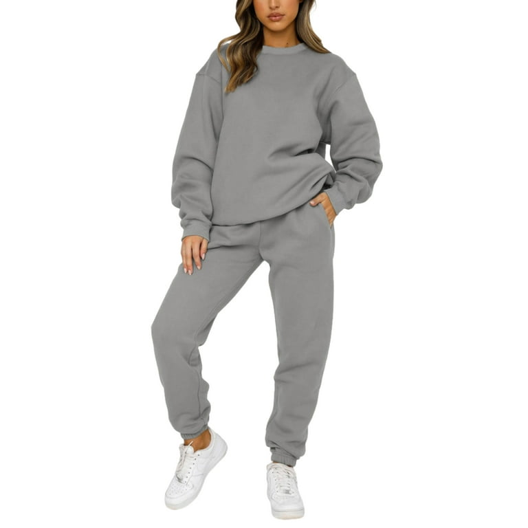 allshope 2 Pieces Women Autumn Outfits Long Sleeve Crew Neck