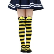 allshope Halloween Knee High Socks Cosplay Striped Stockings for Halloween Girls Bee Costume
