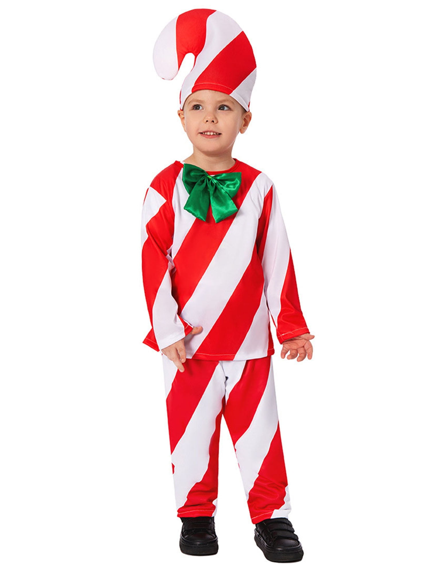 Kids Christmas Candy Cane Costume Long Sleeve Cosplay Tops