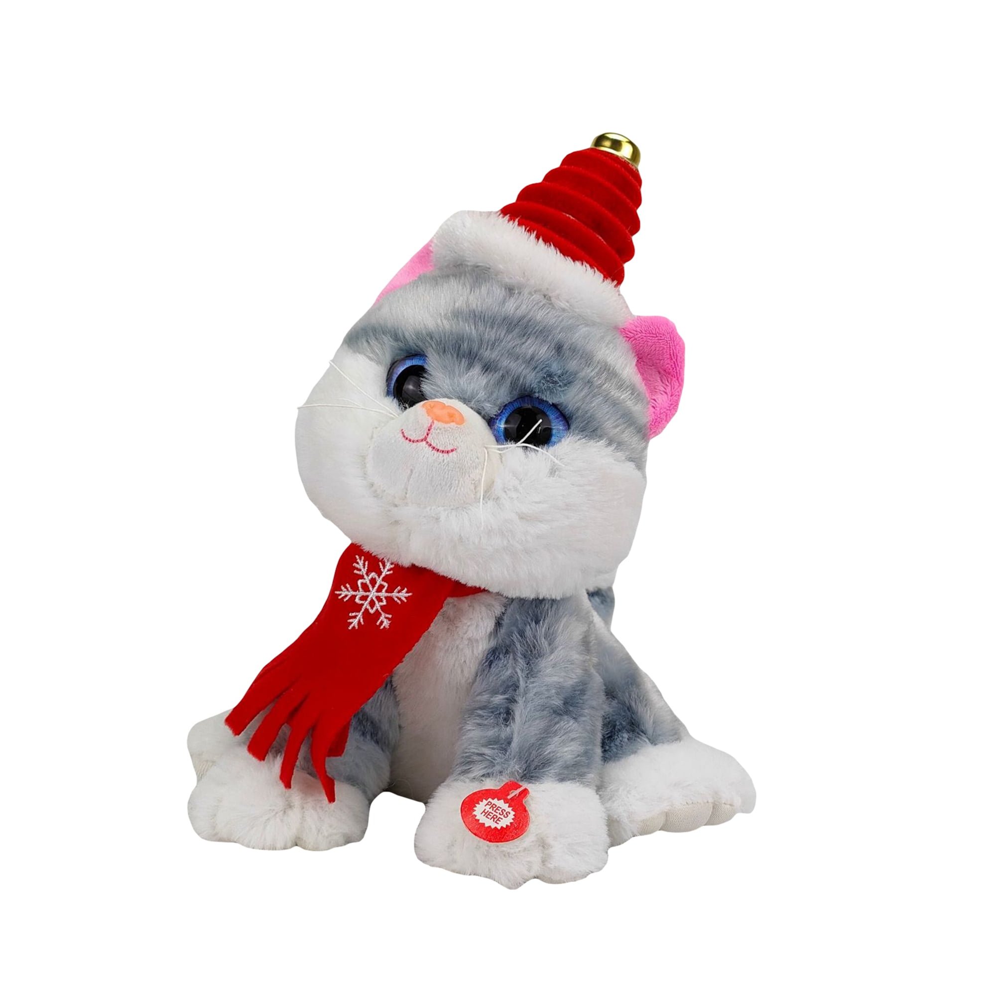 allshope Musical Christmas Cat Dog Stuffed Animal Soft Plush Toy Singing  Dancing Talking Record Mimicking Dolls Decoration Christmas Gift