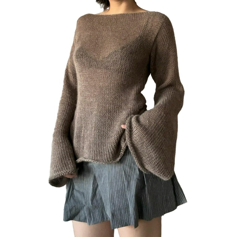 Tie bell sleeve sweater hotsell