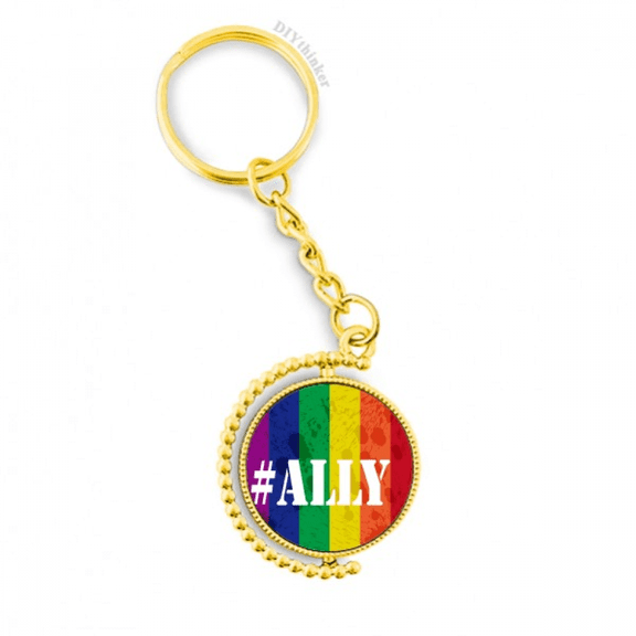 ally lgbt rainbow pattern metal connector key chain accessory en keyholder