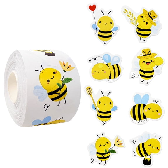 allydrew 1.5 Inch Sticker Roll, Stickers for Sealing Cards, Envelopes, Gift Boxes, Festive Party Favors (500pcs), Busy Bees