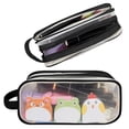 thumbnail image 1 of allydrew 2 Compartment Large Grid Transparent Mesh Pencil Case, Pencil Pouch for Stationery Tools, Makeup, and Travel, Black, 1 of 5