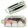 thumbnail image 1 of allydrew 2 Compartment Large Grid Transparent Mesh Pencil Case, Pencil Pouch for Stationery Tools, Makeup, and Travel, Green, 1 of 5
