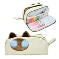 thumbnail image 1 of allydrew 3D Cat Design Pencil Case, Large Capacity 2 Compartment Pencil Pouch for Stationery Tools, Beige Cat, 1 of 5