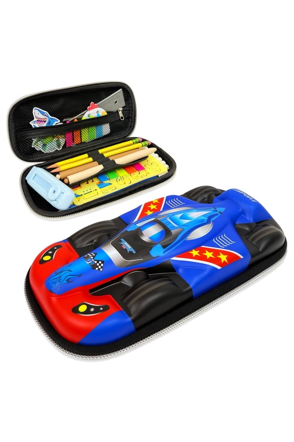 3D Sports Car Hard Shell Pencil Case, EVA Pencil Storage Box for Stationery Tools