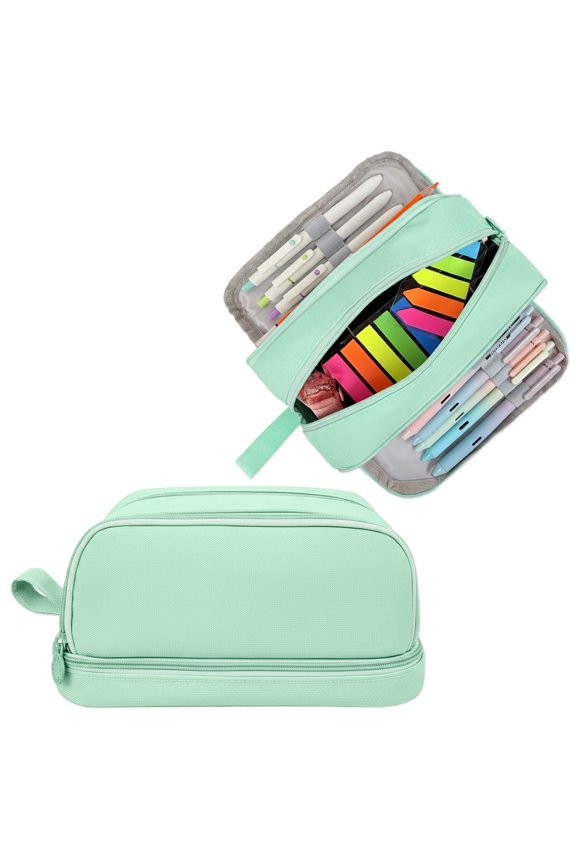 4 Compartment Large Capacity Pencil Case, Pencil Pouch for Stationery Tools, Aqua