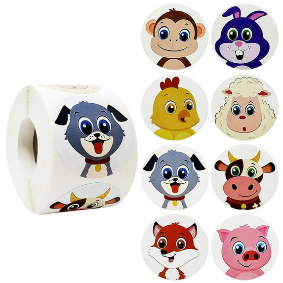 Wrapables Animal Sticker Roll, Stickers for Sealing Cards, Envelopes, Gift Boxes, Festive Party Favors (500pcs), Farm
