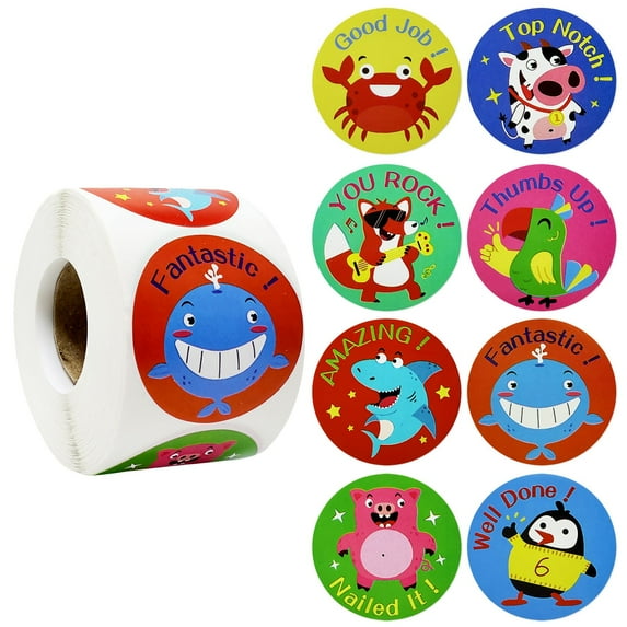 Wrapables Animal Sticker Roll, Stickers for Sealing Cards, Envelopes, Gift Boxes, Festive Party Favors (500pcs), Inspirational