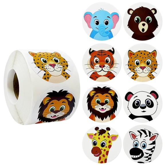 Wrapables Animal Sticker Roll, Stickers for Sealing Cards, Envelopes, Gift Boxes, Festive Party Favors (500pcs), Safari