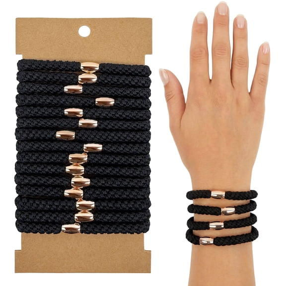 allydrew Braided Elastic Hair Ties for Women, No Damage Hairbands for Thick Ponytails (15pcs), Black