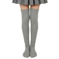 thumbnail image 1 of allydrew Cable Knit Over the Knee Thigh High Winter Boot Socks, Gray, 1 of 4