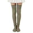 thumbnail image 1 of allydrew Cable Knit Over the Knee Thigh High Winter Boot Socks, Light Brown, 1 of 4