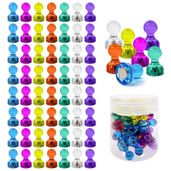 allydrew Colorful Push Pin Magnets for Office Whiteboard, Home, Kitchen, Refrigerator (56pcs)