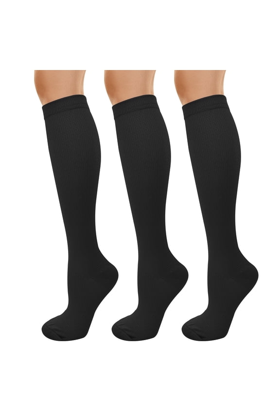 Compression Socks for Men and Women, 15-20 mmHg Provides Support for Circulation, Nurses, Sports, Running, Cycling, Travel (Set of 3), Small-Medium, Black