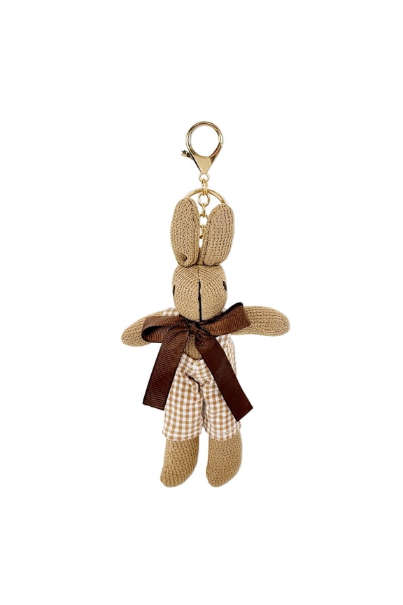 Cute Plush Keychain Pendant Charm for Bag, Gingham Bunny