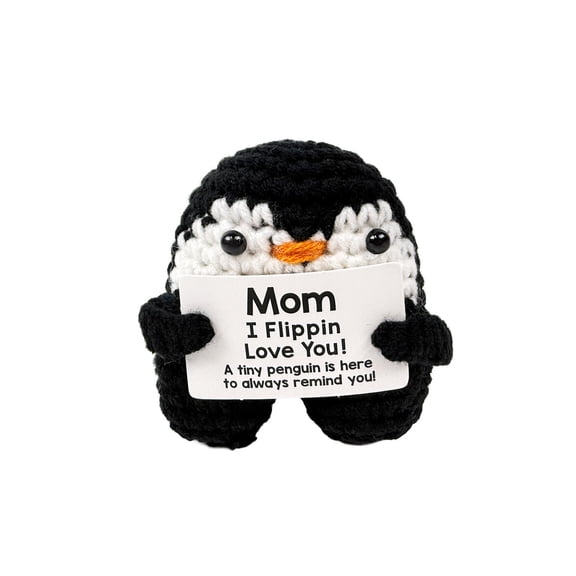 allydrew Emotional Support and Inspirational Gift, Crochet Doll with Positive Words Card, For Valentines Day, Appreciation, Inspiration, Penguin Mom