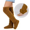 thumbnail image 1 of allydrew Fuzzy Thigh High Socks, Plush Over the Knee Winter Sleeping Slipper Stockings, Long Furry Leg Warmers, Brown, 1 of 5
