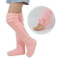 thumbnail image 1 of allydrew Fuzzy Thigh High Socks, Plush Over the Knee Winter Sleeping Slipper Stockings, Long Furry Leg Warmers, Pink, 1 of 5