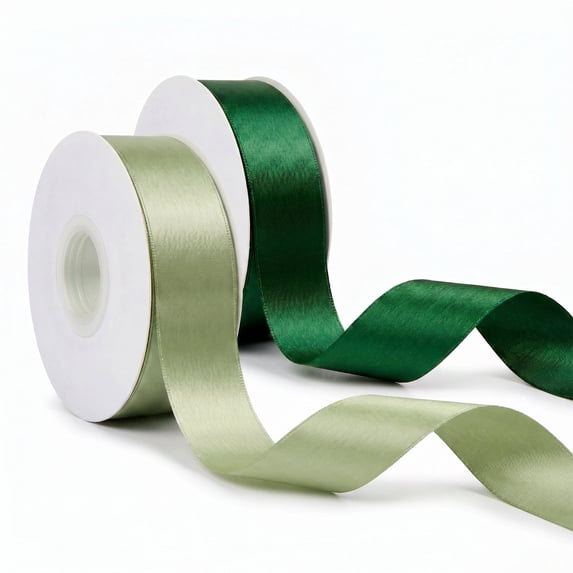 allydrew Gift Wrapping, Wedding Decor, Floral Bouquets, DIY Crafts Satin Ribbon 1 Inch x 50 Yards (Set of 2), Greens
