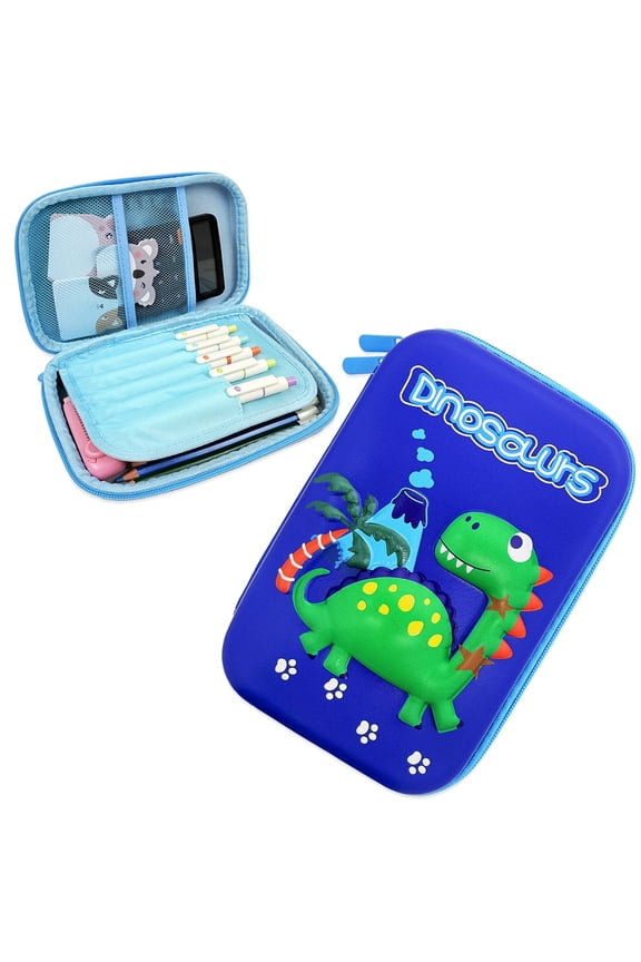 Large Capacity EVA Hard Shell 3D Pencil Case, Pencil Storage Box for Stationery Tools, Dinosaurs