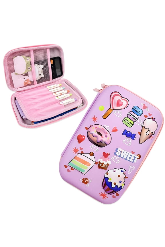 Large Capacity EVA Hard Shell 3D Pencil Case, Pencil Storage Box for Stationery Tools, Sweet Treats