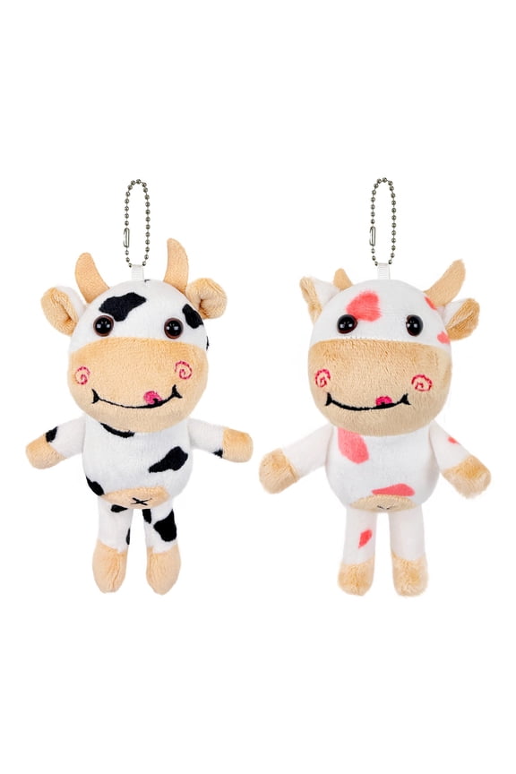 Plush Stuffed Animal Doll Keychain Bag Charm (Set of 2), Cows