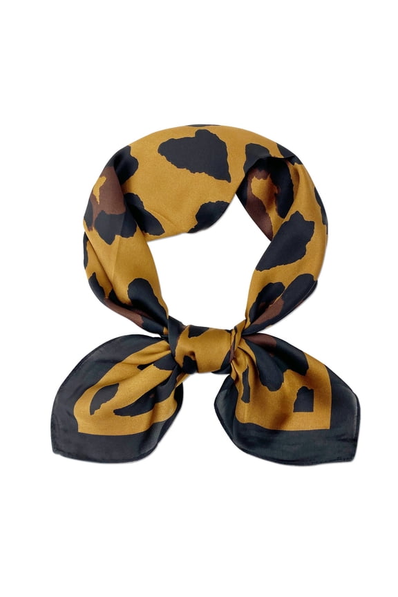 Satin Neckerchief Square Scarf 26.5 x 26.5 Inches, Leopard Spots