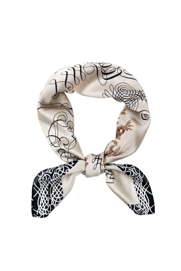 Satin Neckerchief Square Scarf 26.5 x 26.5 Inches, Poetic Emblem