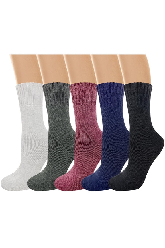 Thick Thermal Warm Merino Wool Hiking Socks for Women (Set of 5), Cools