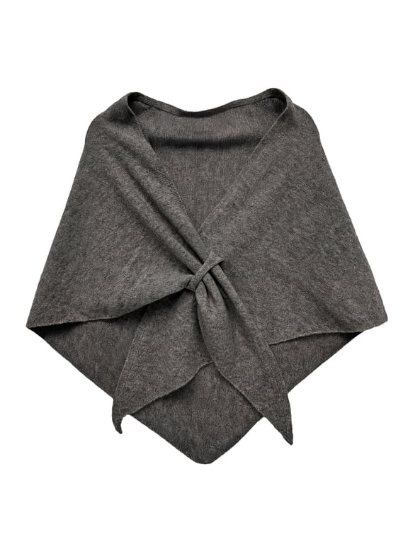 Thick Wool Blend Triangle Winter Scarf Shawl for Women, Gray