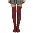thumbnail image 1 of allydrew Winter Knit Over the Knee Thigh High Boot Socks, Wine Red, 1 of 4