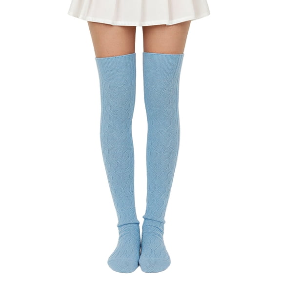 allydrew Winter Warm Over the Knee Thigh High Long Boot Socks, Light Blue