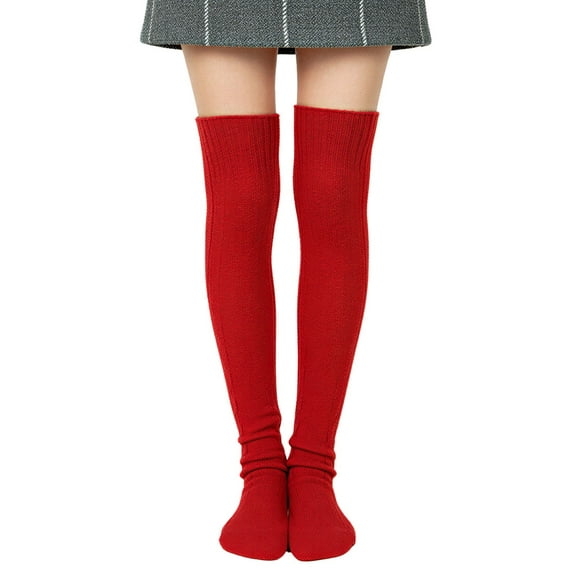 allydrew Winter Warm Over the Knee Thigh High Long Boot Socks, Red