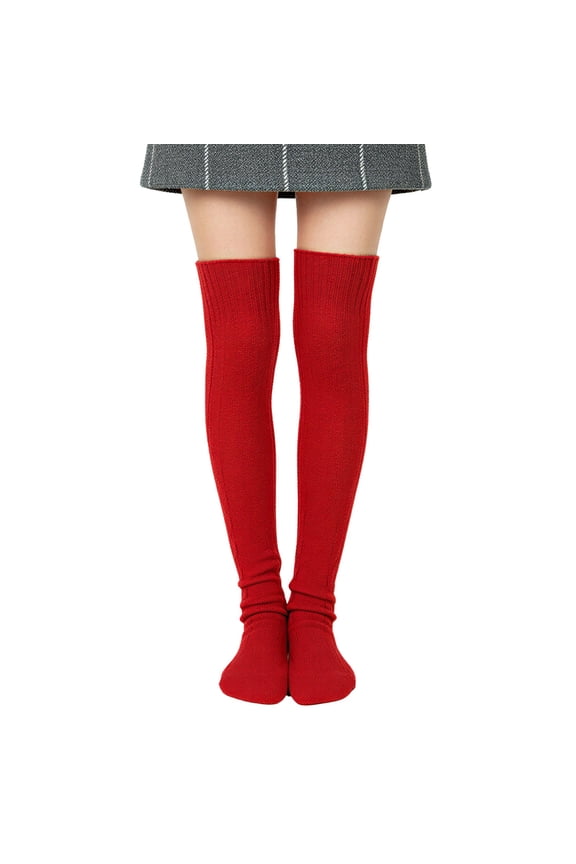 Winter Warm Over the Knee Thigh High Long Boot Socks, Red