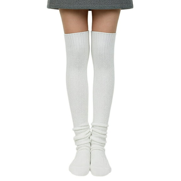 allydrew Winter Warm Over the Knee Thigh High Long Boot Socks, White
