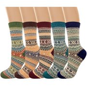 allydrew Womens Nordic Winter Warm Crew Wool Socks Set of 5