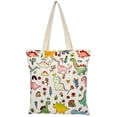 thumbnail image 1 of allydrew Zippered Canvas Tote Bag, Reusable Grocery Shopping Bag, Dinosaurs, 1 of 4