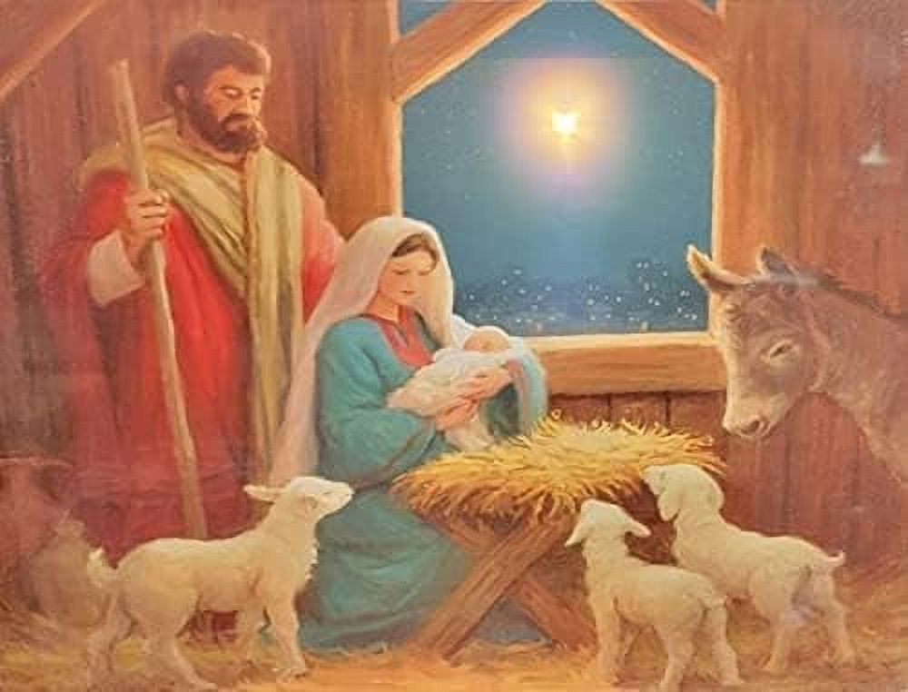 alottagifts Nativity Baby Jesus Lighted Canvas Wall Art Print With