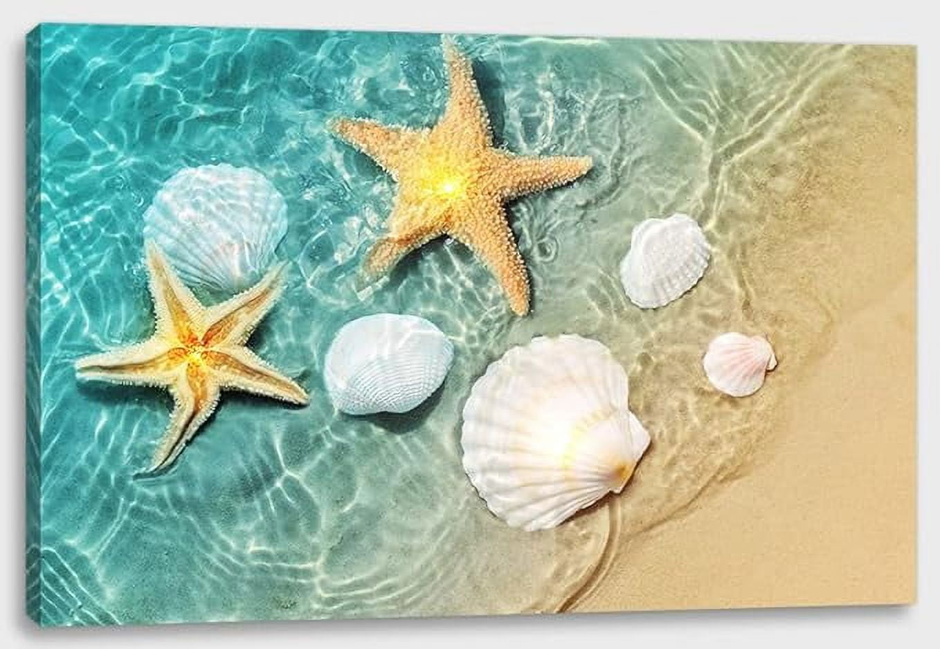 alottagifts Ocean Sea Shells Lighted Canvas Wall Art Print With Timer